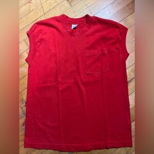 VTG 80’s BVD sleeveless selvedge pocket tee 50/50 USA made